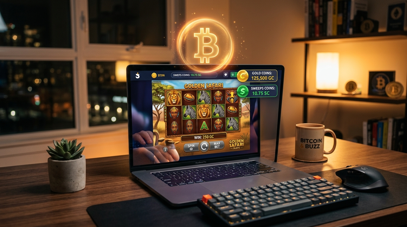 bitcoin sweepstakes casinos interface with gold coins and sweeps coins