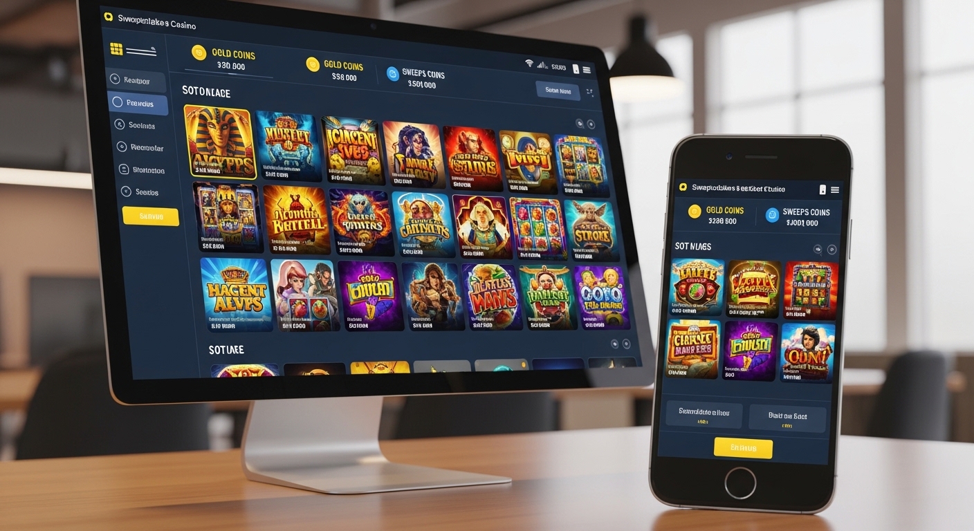 SpinQuest dual currency system showing Gold Coins and Sweeps Coins on dashboard