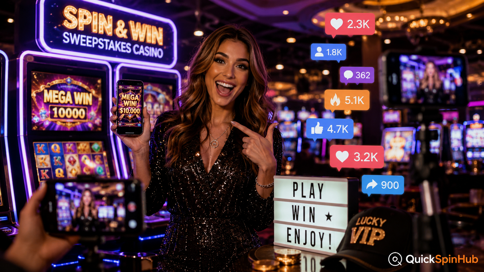 Celebrity sweepstakes casino influencer promotion scene