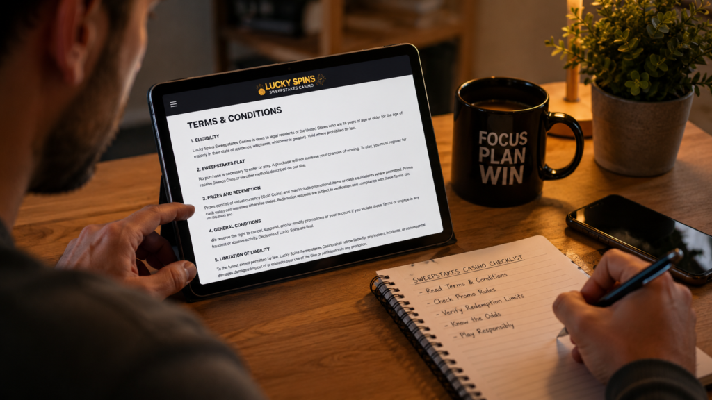 Reading sweepstakes casino terms and promotions carefully