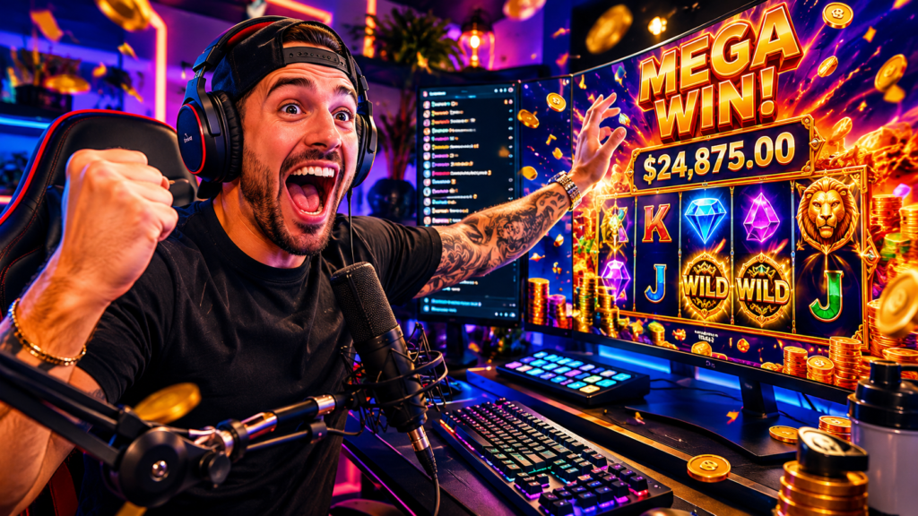 Slot influencer creating online casino content for viewers.